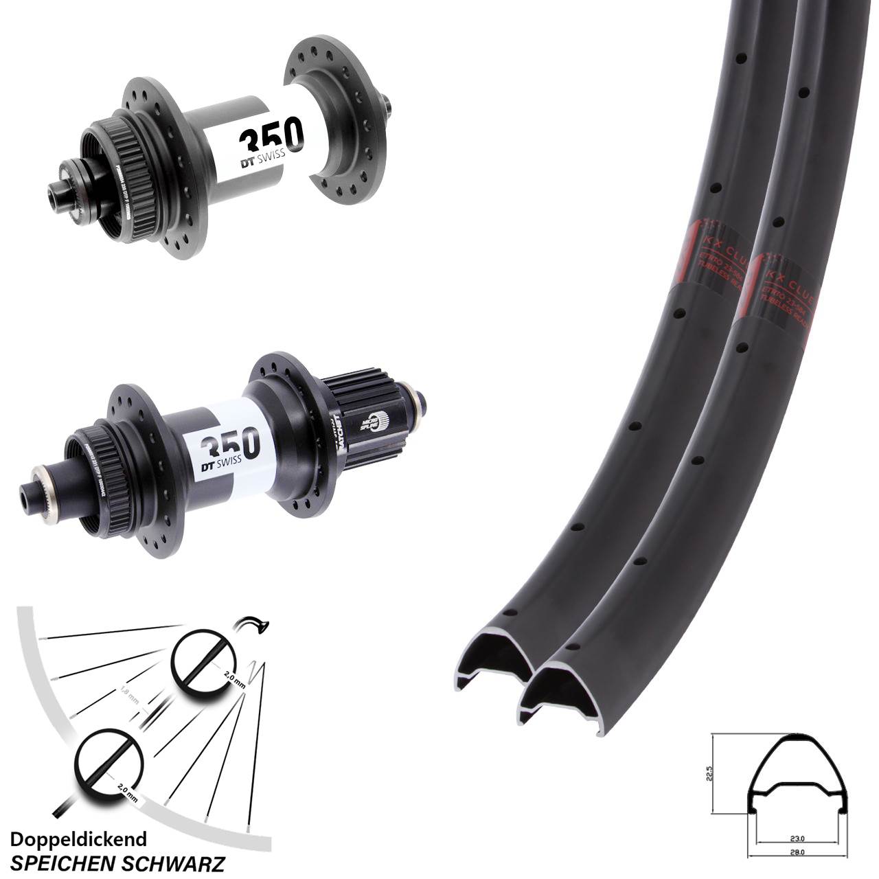 Laufradsatz Centerlock 28-29 Zoll KX Clue DT Swiss 350 Shimano Micro Spline QR