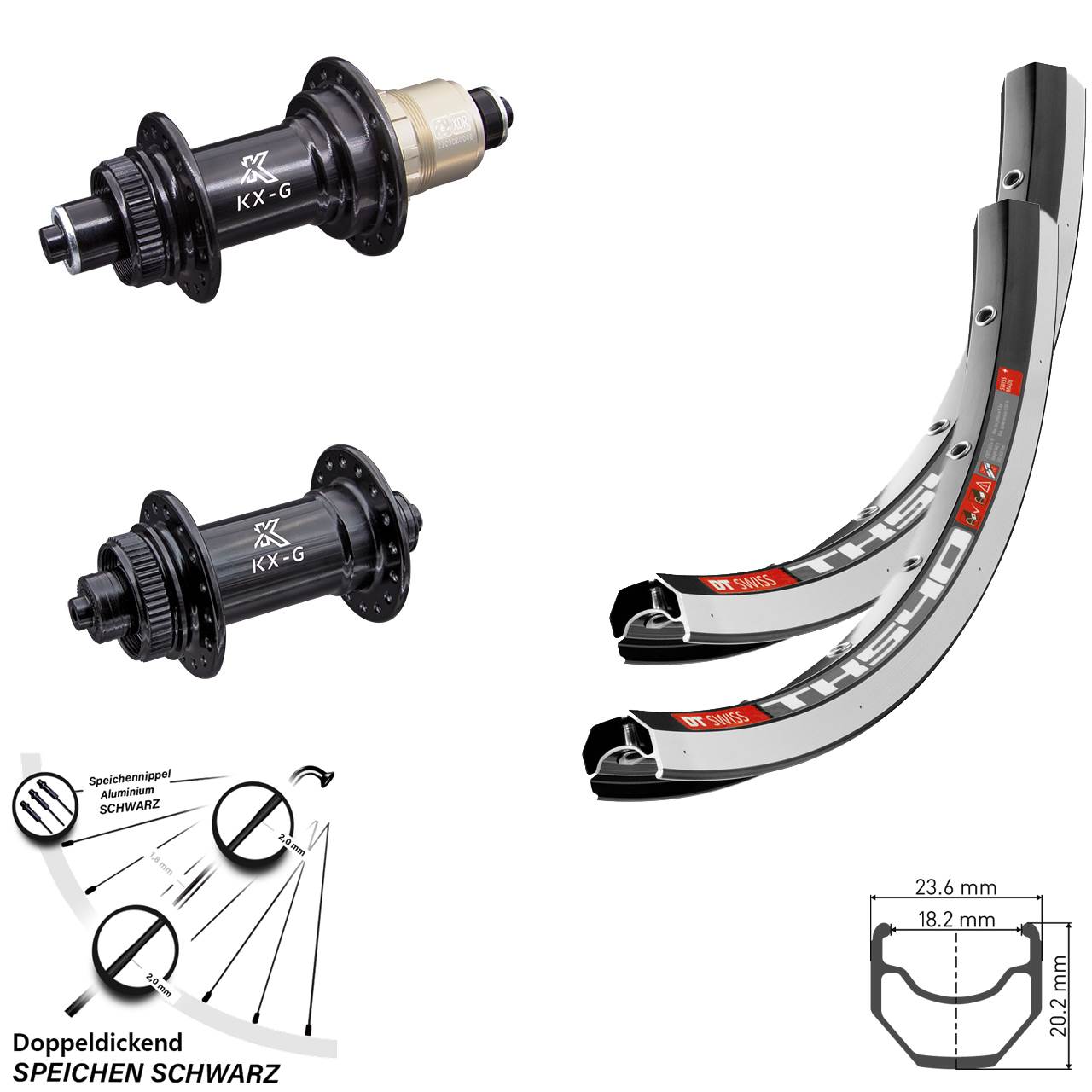 28 Zoll Laufradsatz DT Swiss TK 540 Schnellspanner KX-G Nabe Sram XD-R
