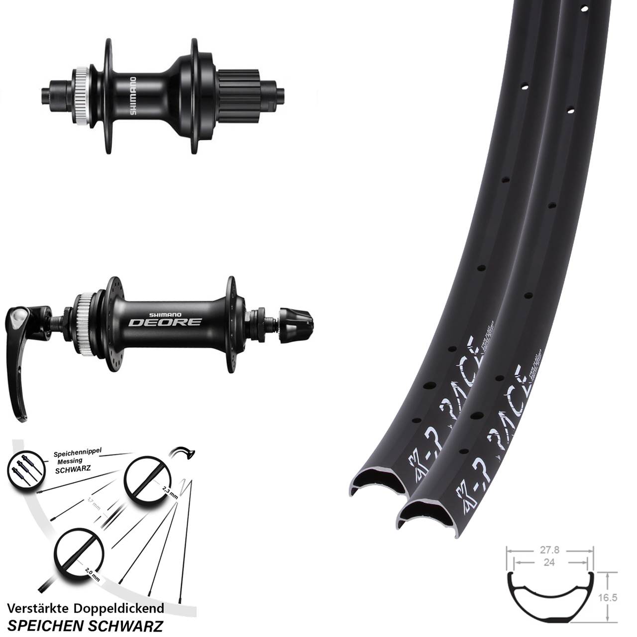 28 Zoll KX-R Race Shimano FH-MT500 HB-M6000 Laufradsatz Centerlock QR Micro Spline