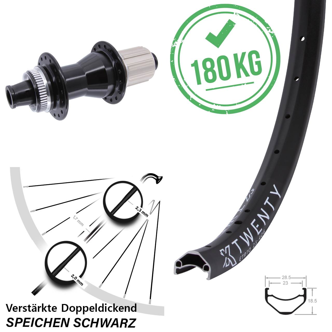 Hinterrad Centerlock 12x142 20 Zoll KX Twenty Novatec CL-142 8-12 fach HG