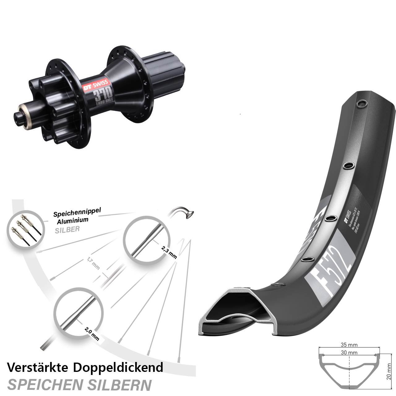 29 Zoll DT Swiss F 572 DT Swiss 370 Disc Hinterrad QR 8-11 fach