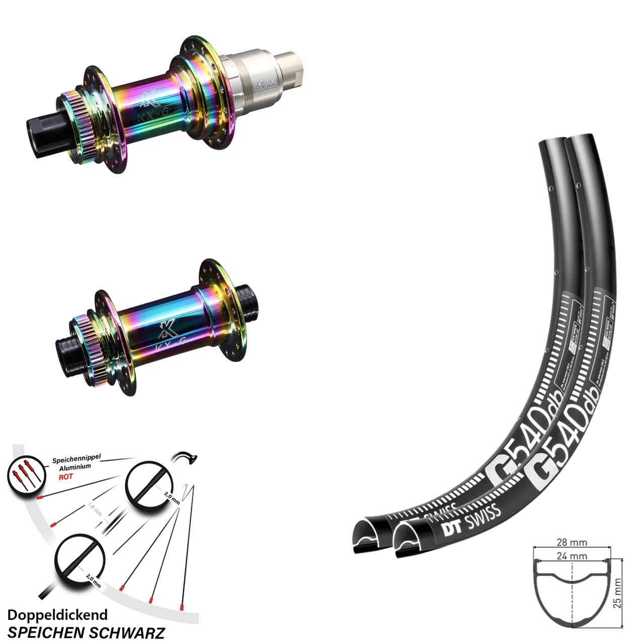 DT Swiss G 540 Centerlock KX-Gravel Oilslick Sram XDR 12-fach Steckachse
