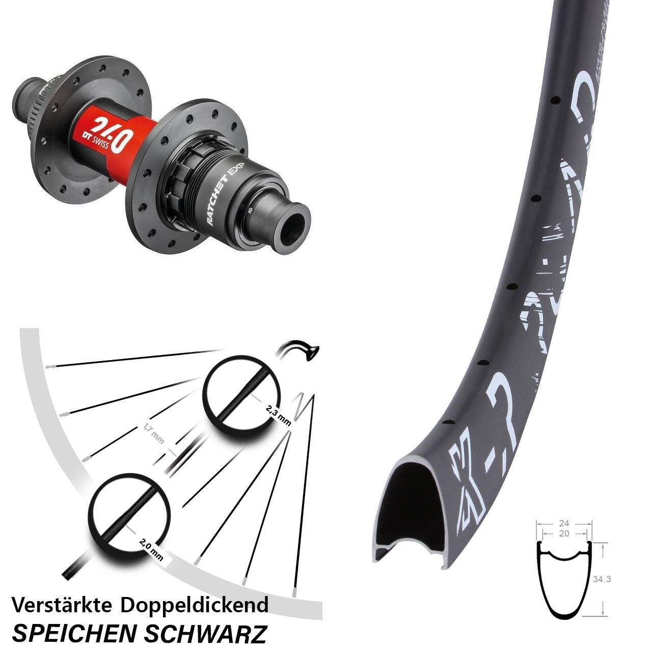 KX-R Road DT Swiss 240 EXP 28 Zoll Centerlock Hinterrad 12x142 SRAM XDR