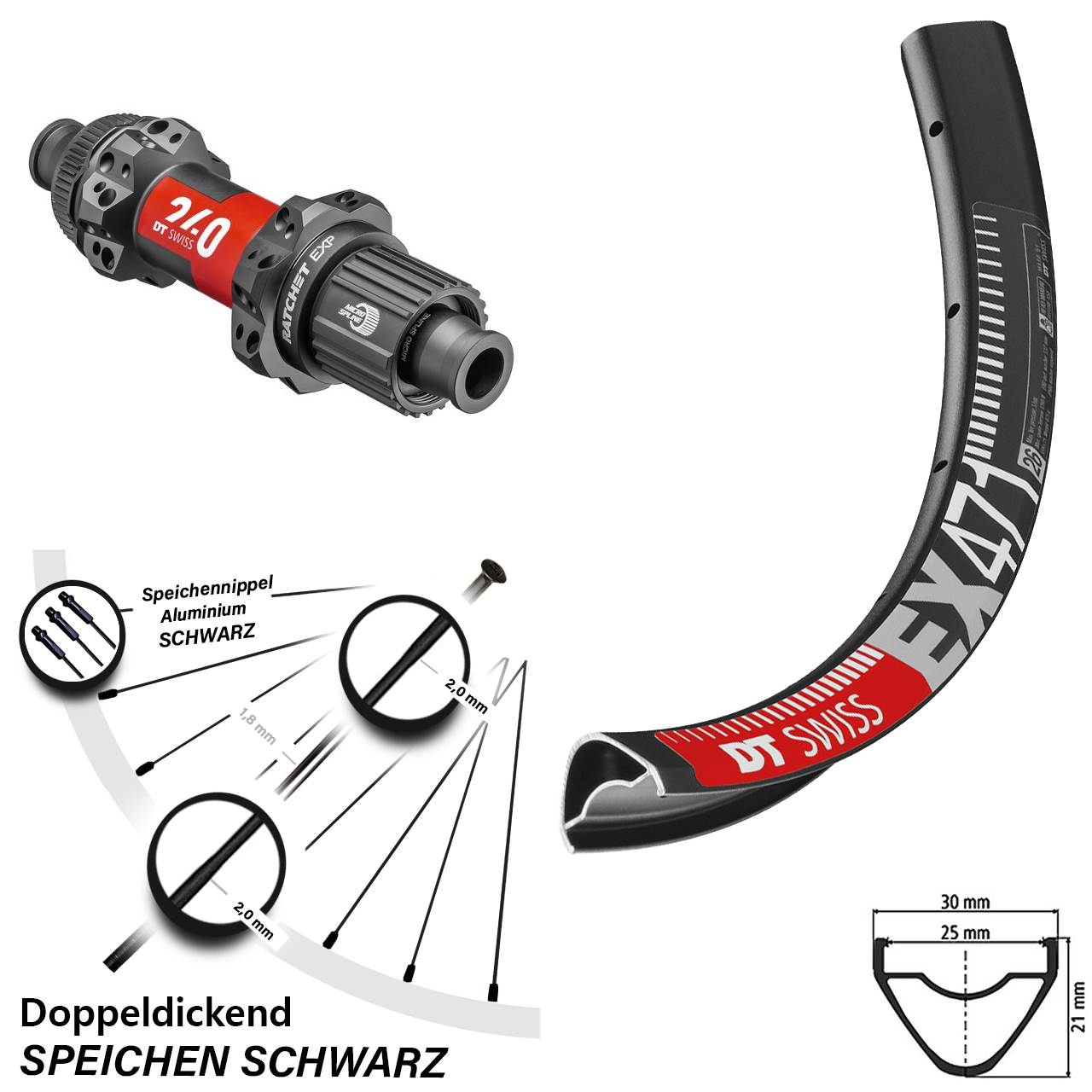 DT Swiss EX 471 Hinterrad 27,5 Zoll 240 EXP Boost Microspline Straightpull Centerlock