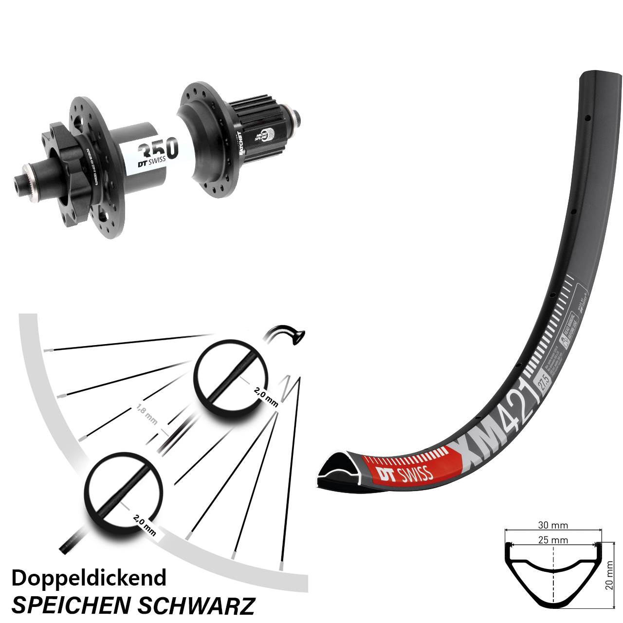 650B DT Swiss XM 421 350 Boost Disc Hinterrad QR Shimano Micro Spline