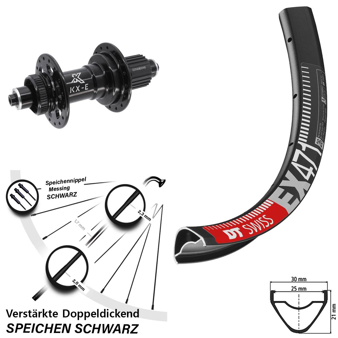 Centerlock Hinterrad 29 Zoll DT Swiss EX 471 KX-E Micro Spline für Schnellspanner Boost