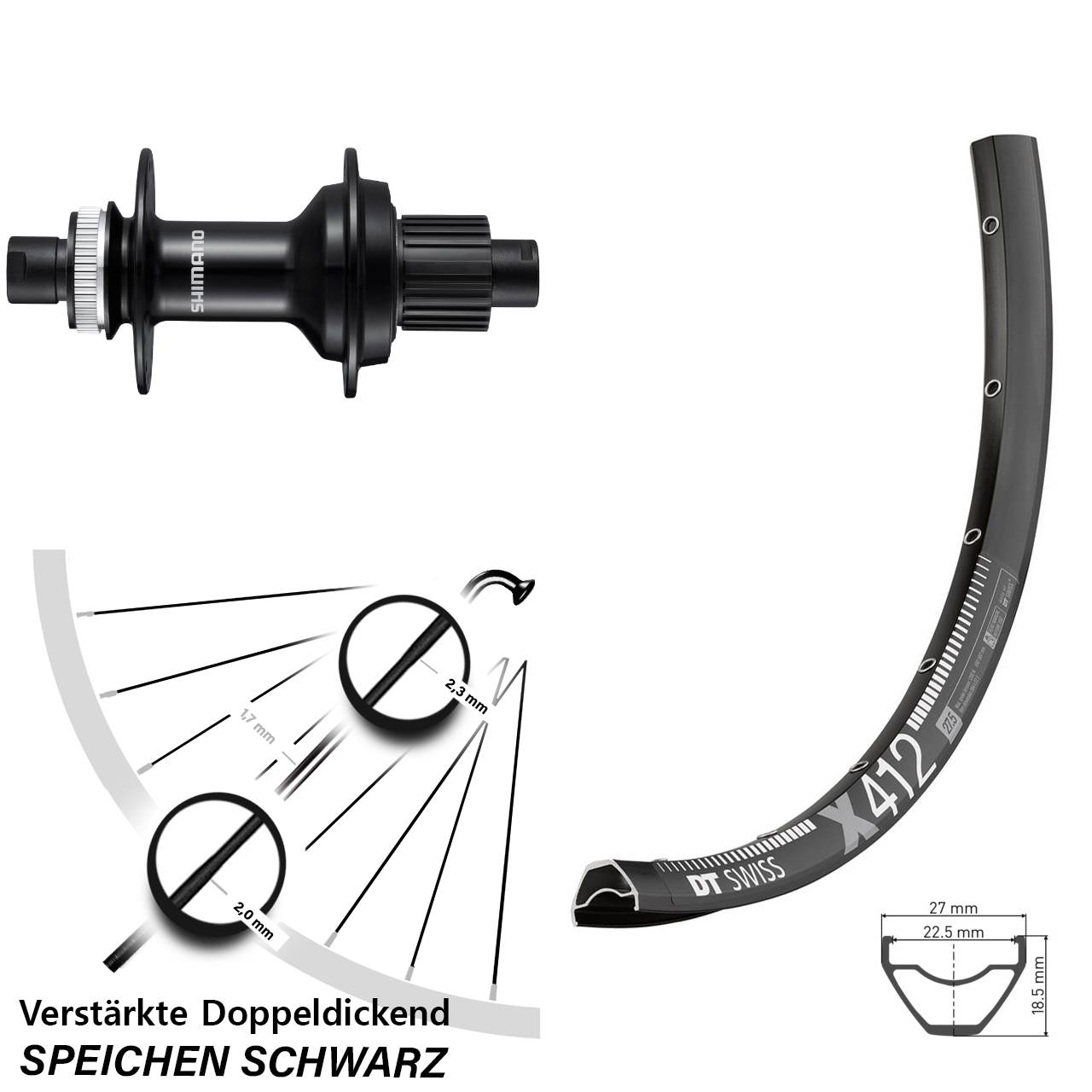 Hinterrad Centerlock 12x148 29 Zoll DT Swiss X 412 Shimano FH-MT510B Micro Spline
