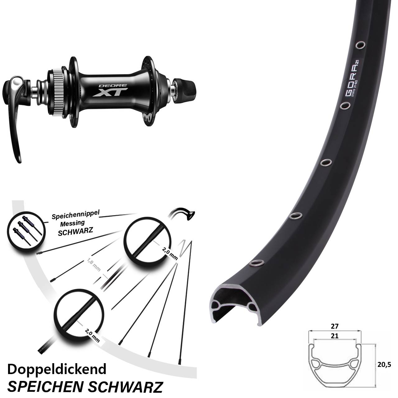 Vorderrad Centerlock QR 29 Zoll Gora 21 Shimano HB-M8000