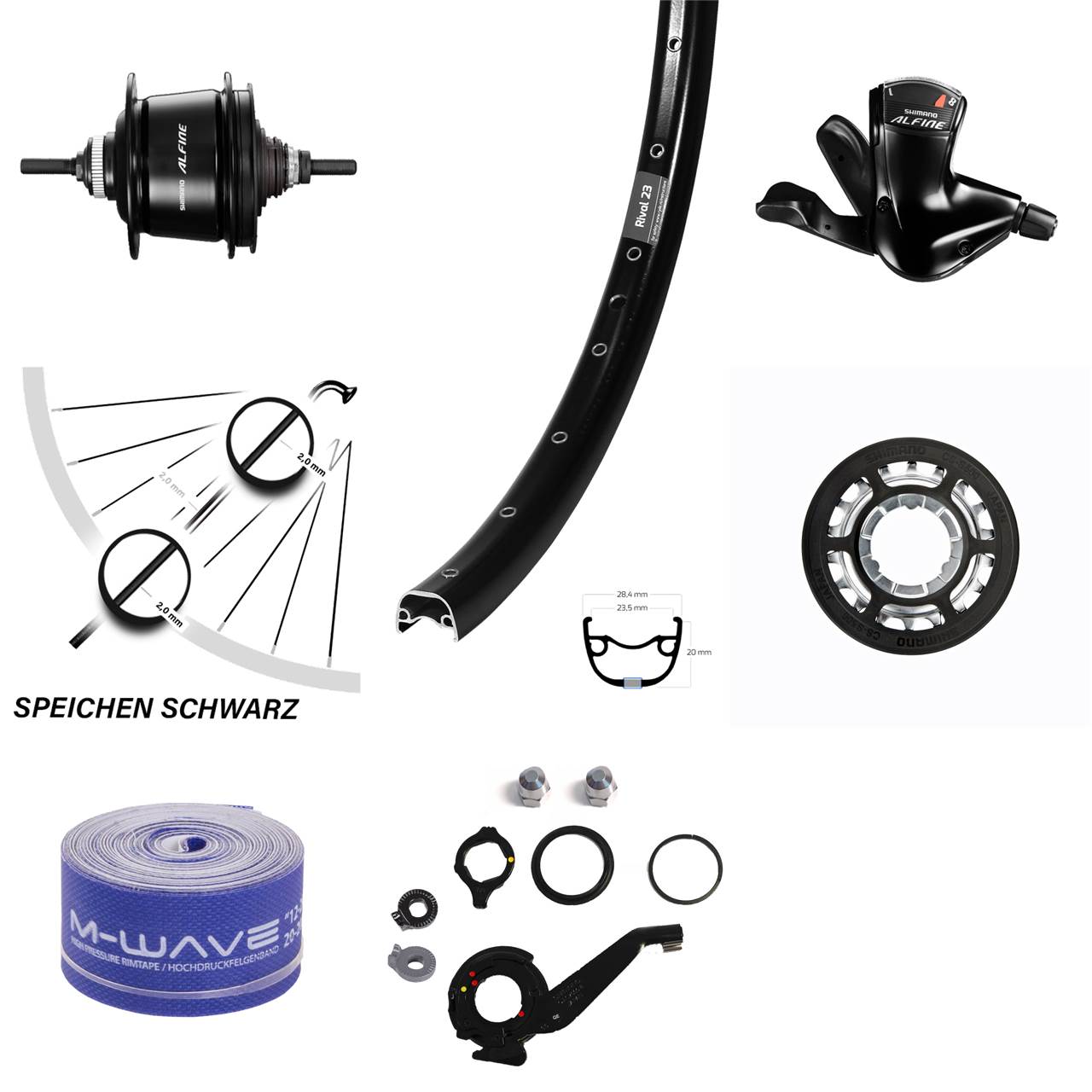 27,5 Zoll Hinterrad Shimano Alfine 8 Gang Disc Ryde Rival 23