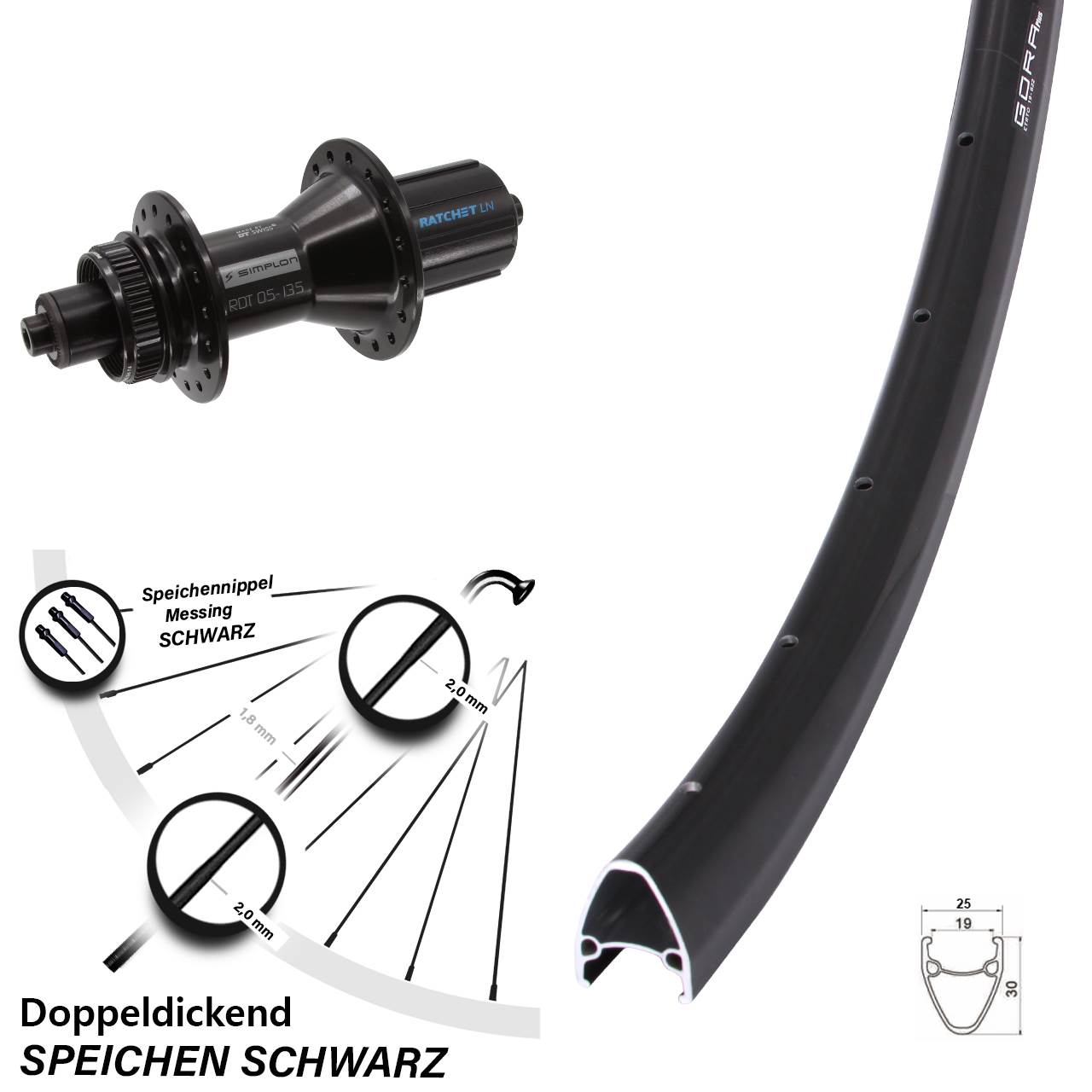 Disc Laufrad QR 28 Zoll Gora Plus DT Swiss 370 Hybrid 8-11 fach HG