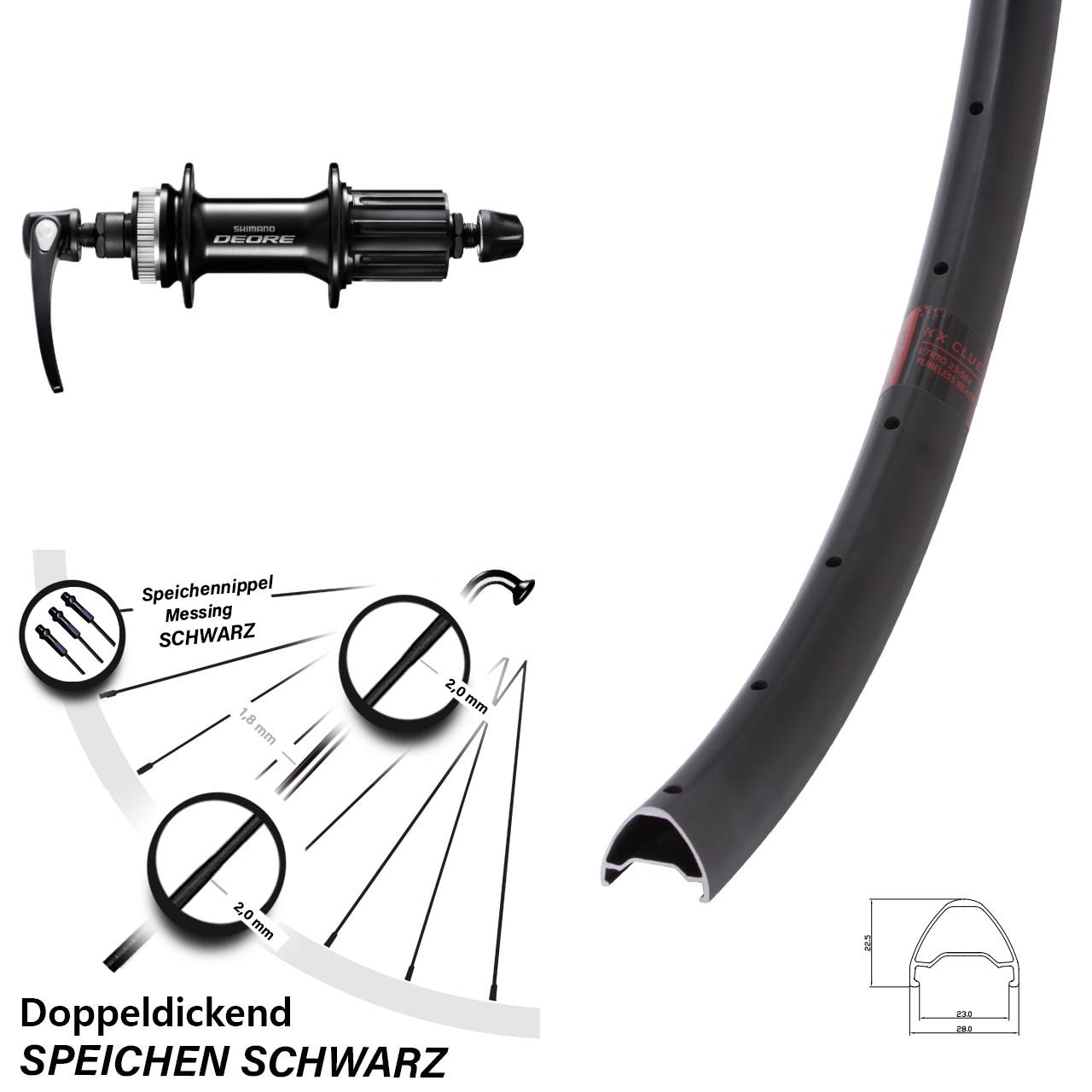 Disc Hinterrad für Schnellspanner 27,5 Zoll KX Clue Shimano Deore 8-11 fach