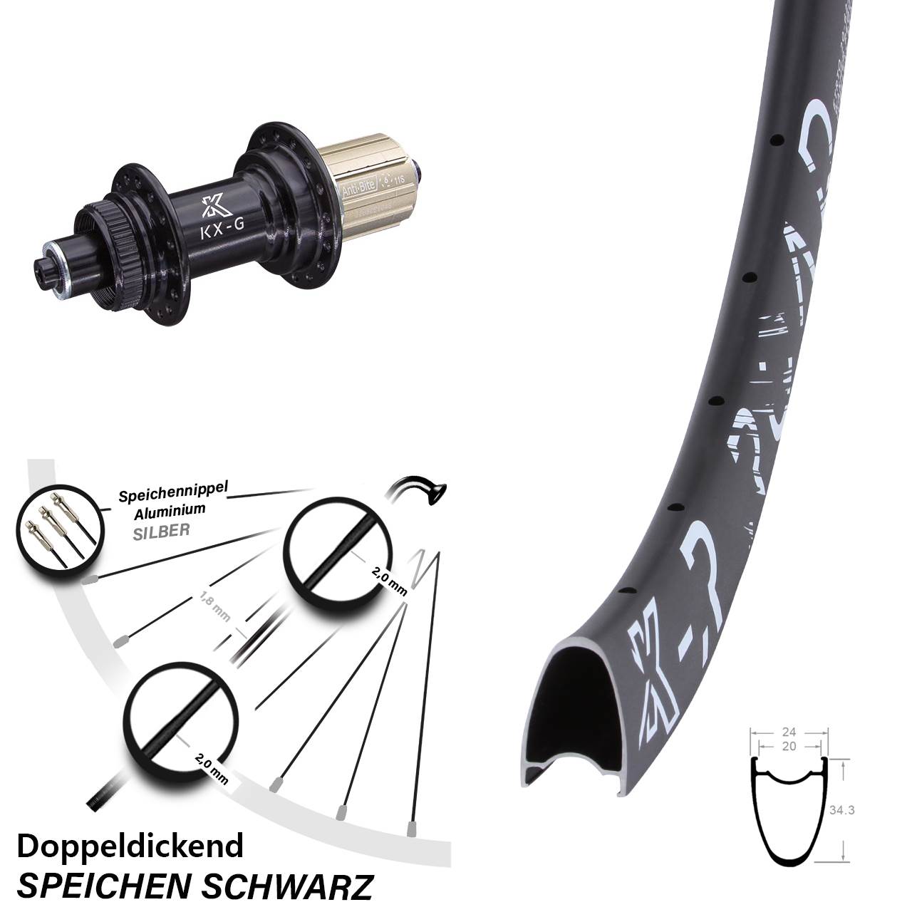 28 Zoll Hinterrad R Road KX-G 8-12 fach