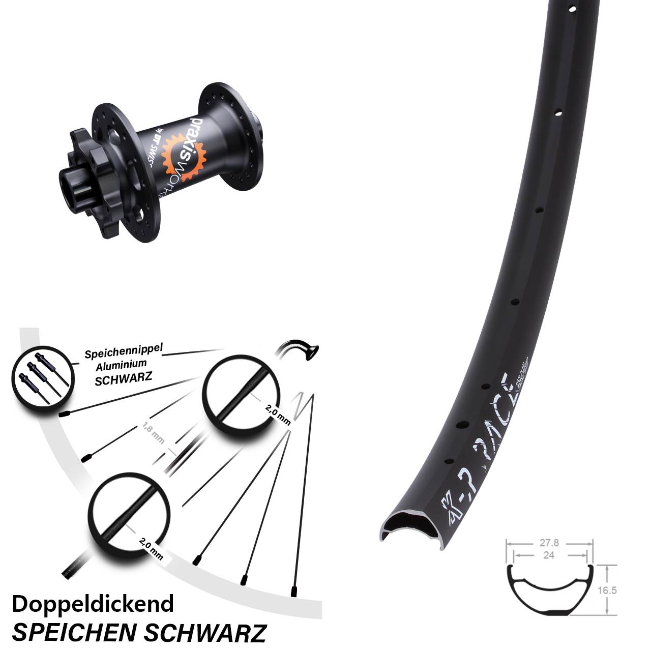 KX-R Race DT Swiss 350 SL 29 Zoll 6-Loch Vorderrad 15x100