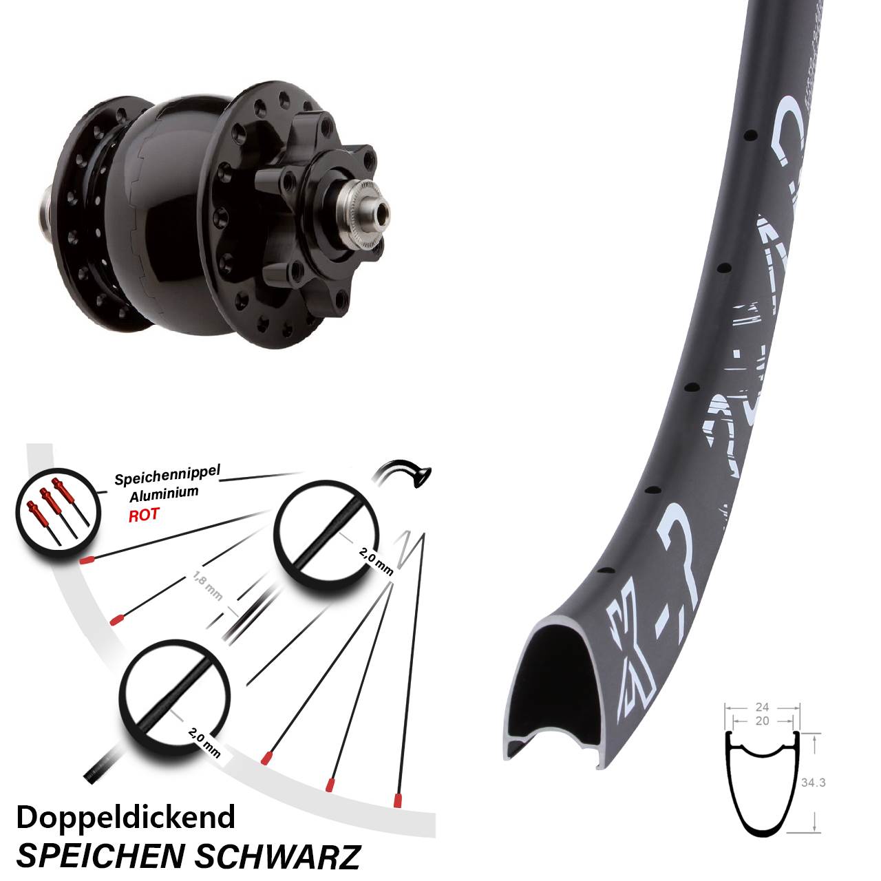 SON 28 Zoll KX-R Road Disc Nabendynamolaufrad QR