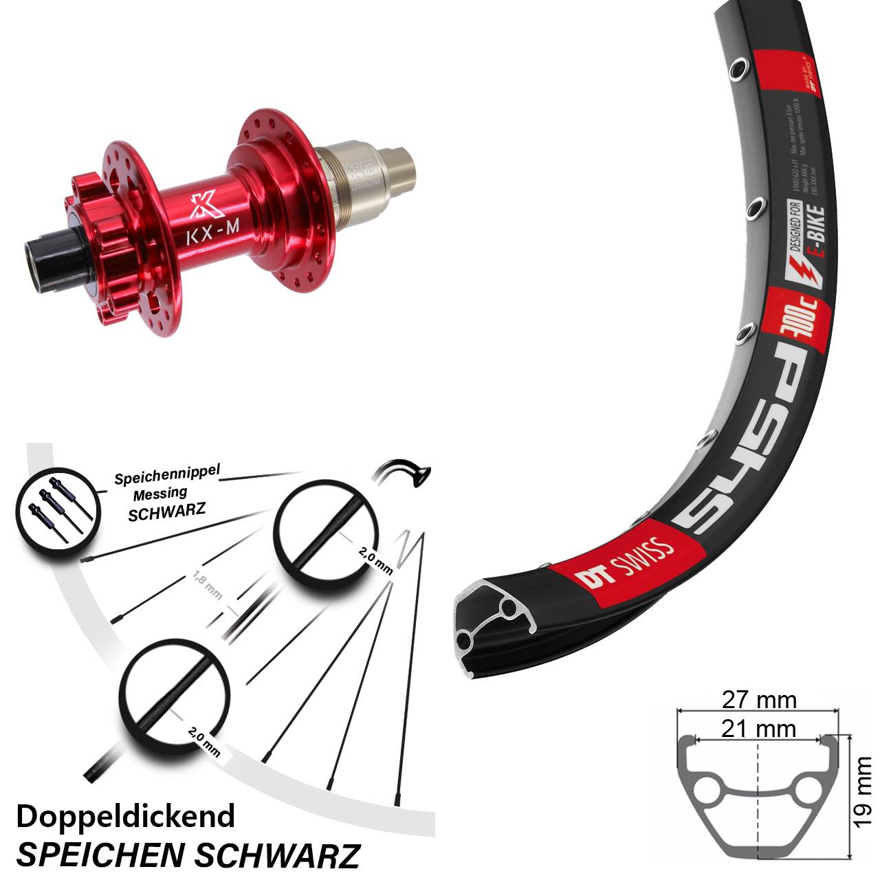 28 Zoll DT Swiss 545D Hinterrad KX-M XD 12x142