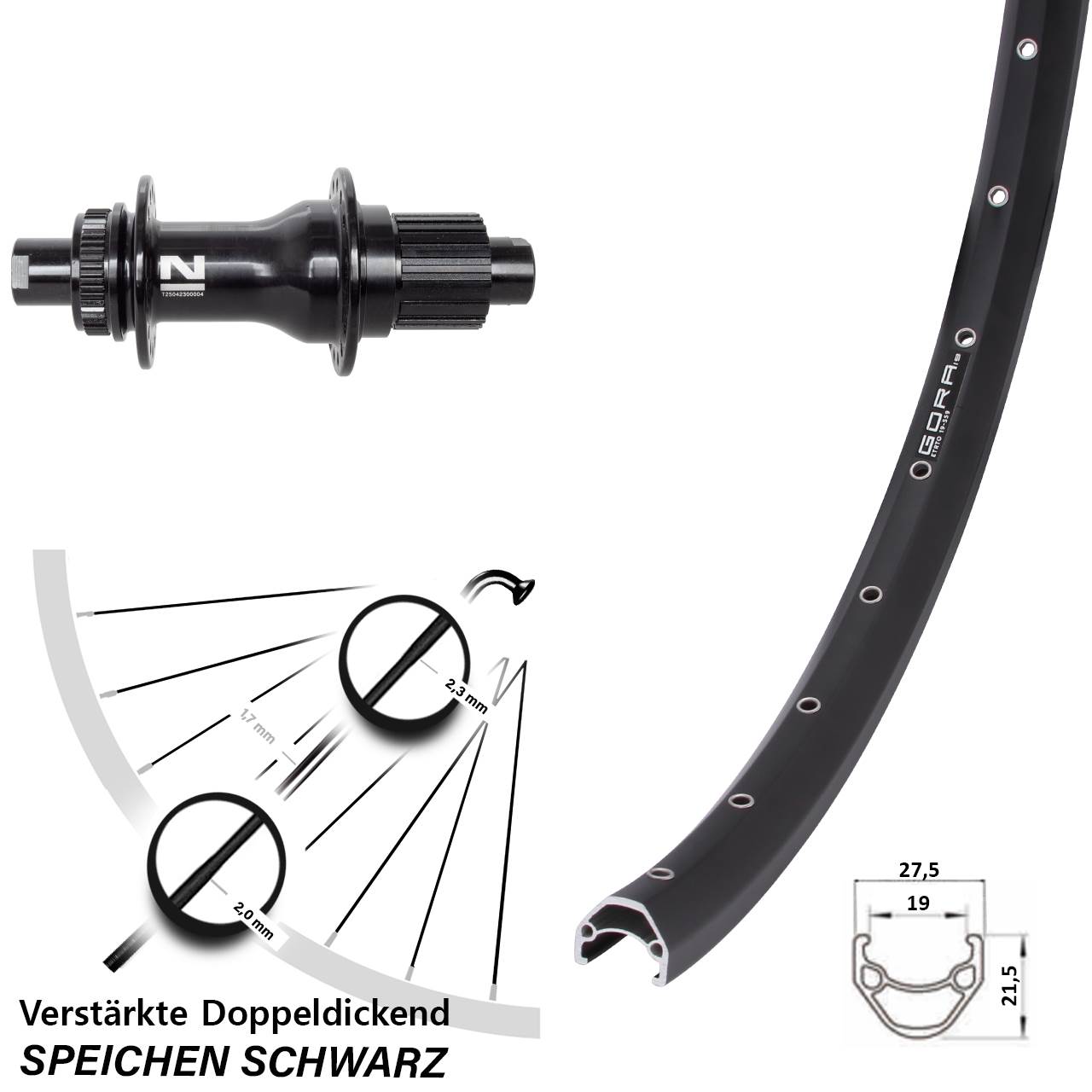 Disc Hinterrad 28 Zoll Gora 19 Novatec D792SB Shimano Micro Spline 12x142