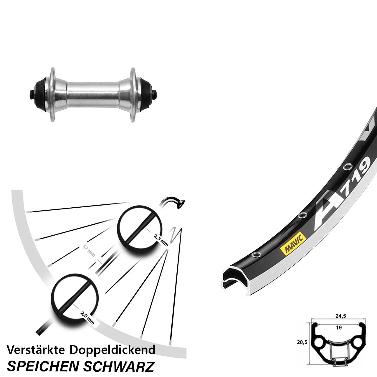 Mavic A 719 Formula FM21 28 Zoll Vorderrad QR