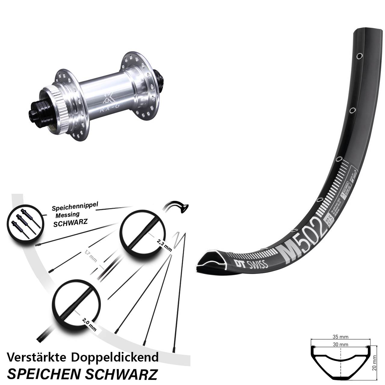 Disc Laufrad für Schnellspanner 29 Zoll DT Swiss M502 KX-G