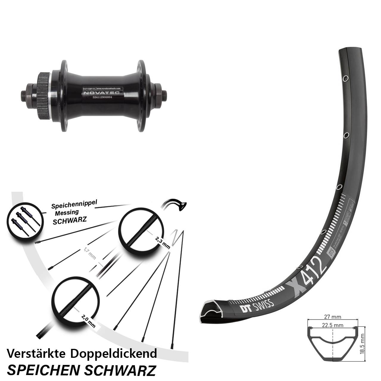 DT Swiss X 412 Novatec D471 28 Zoll Disc Vorderrad QR