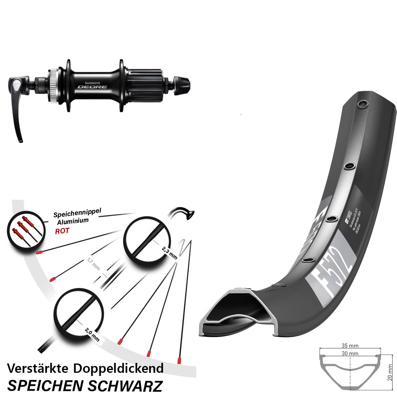Centerlock Hinterrad 650B DT Swiss F572 Shimano Deore 8-11 fach HG QR