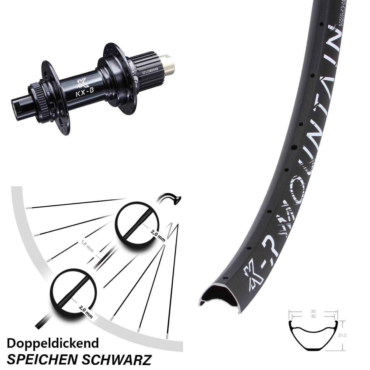 29 Zoll Hinterrad Boost 12x148 mm Enduro MTB Micro Spline 12-fach KX-BR Mountain 30-622