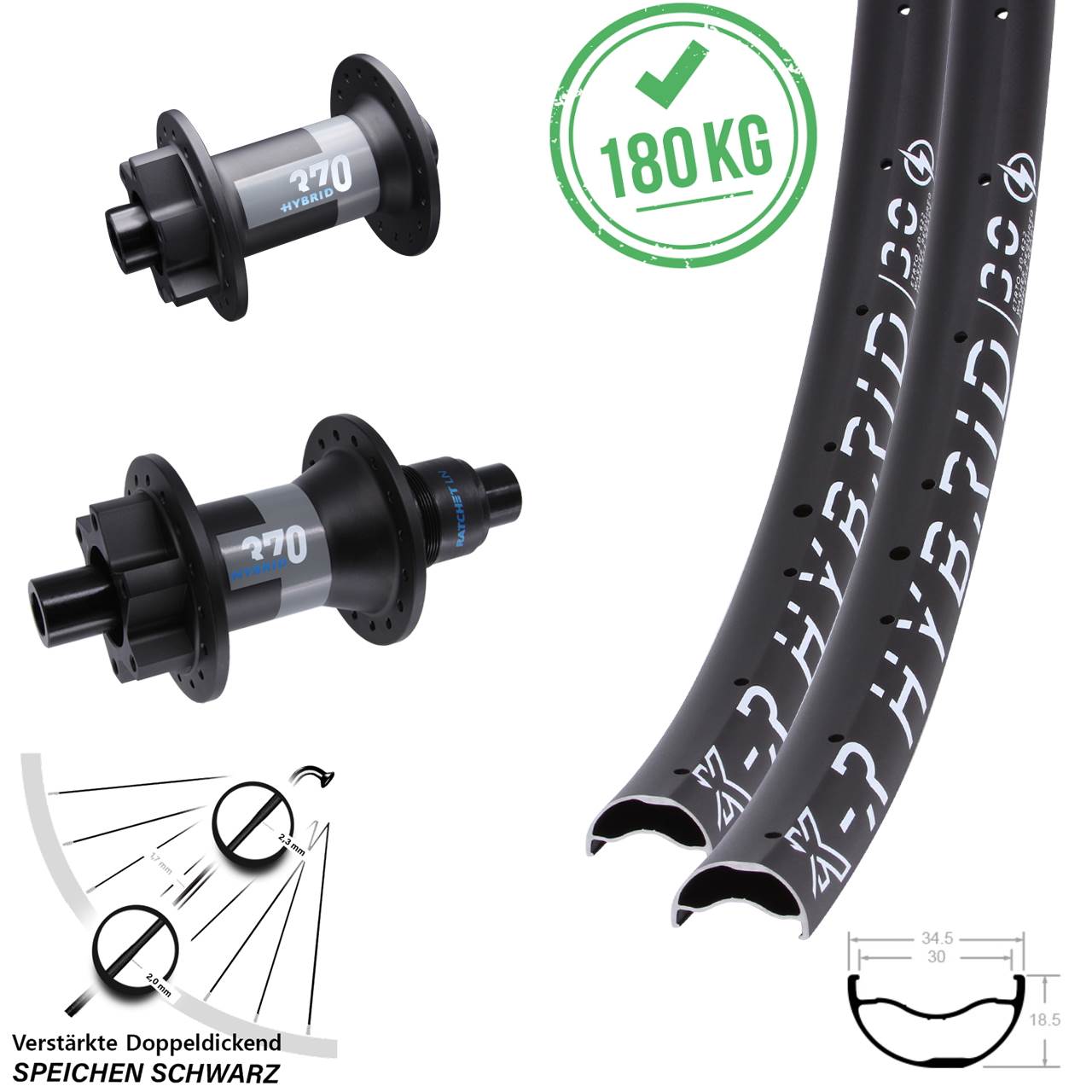 29 Zoll KX-R 30 DT Swiss 370 Hybrid Disc Laufradsatz 15x110 12x148