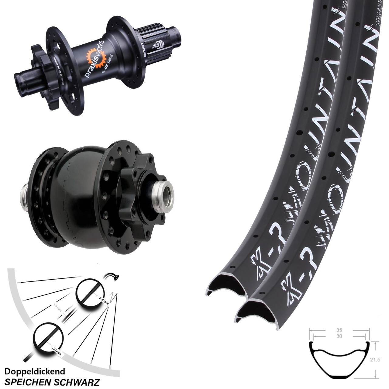 6-Loch Laufradsatz 29 Zoll KX-R Mountain DT Swiss 350 SON 28 Micro Spline 12x100/142
