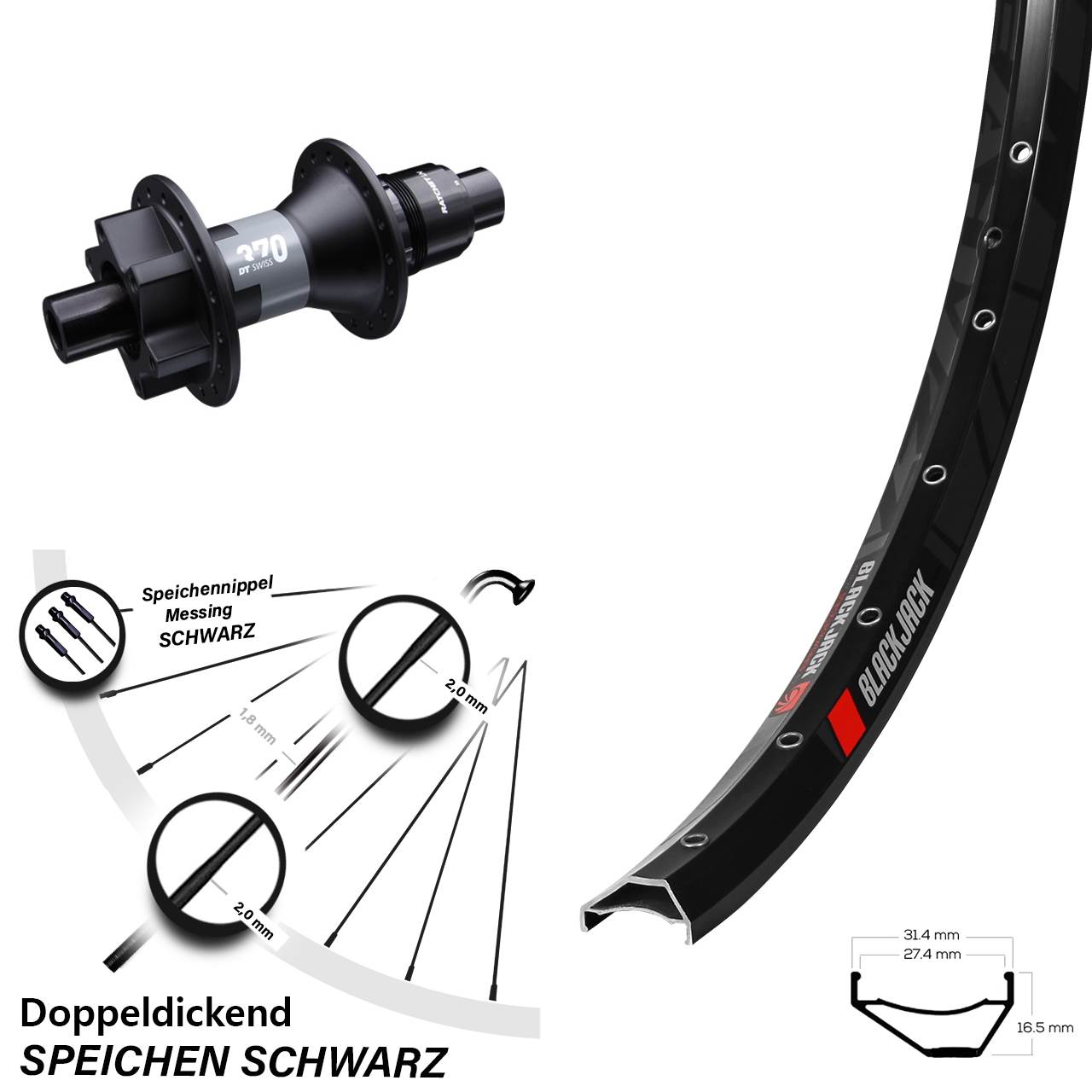 Disc Hinterrad 650B Rodi Ready 27 DT Swiss 370 XD 12x142