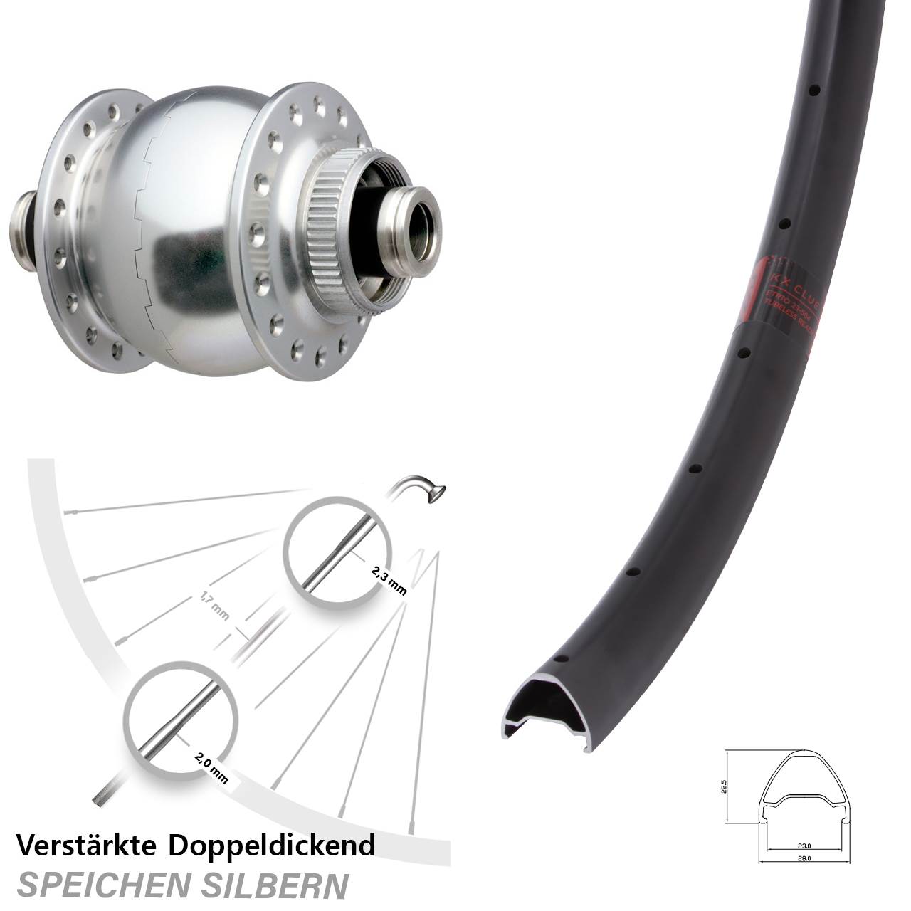 Disc Nabendynamovorderrad 650B KX Clue SON 28 12x100
