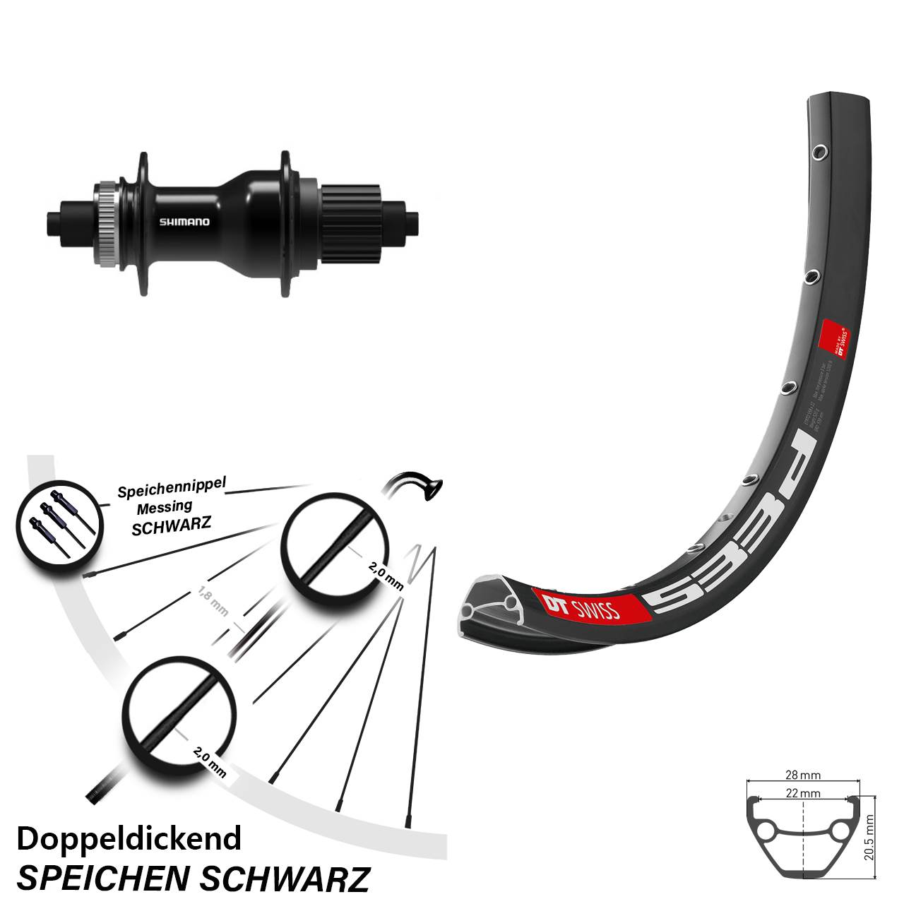 Hinterrad Centerlock QR 26 Zoll DT Swiss 533d Shimano FH-QC500 Micro Spline