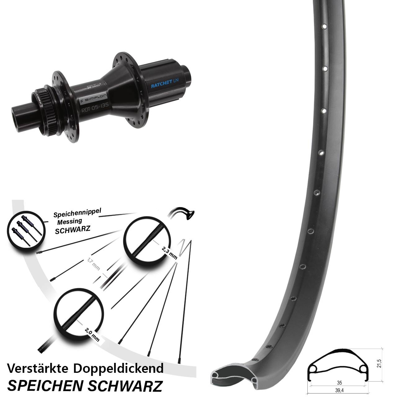 Ambrosio E35 DT Swiss 370 Hybrid 29 Zoll Centerlock Hinterrad 12x142 8-11 fach
