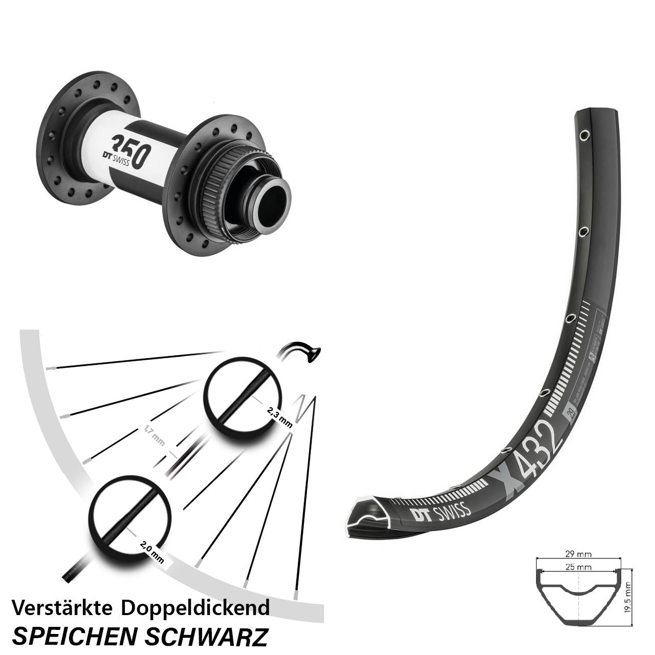 Centerlock Vorderrad 29 Zoll DT Swiss X432-350 15x110 Boost