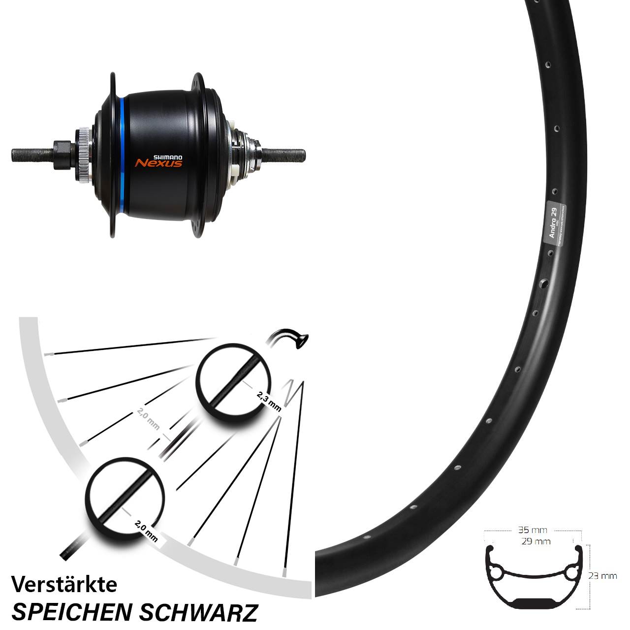 Ryde Andra 29 Zoll Shimano 8 Gang Di2 E-Bike Hinterrad