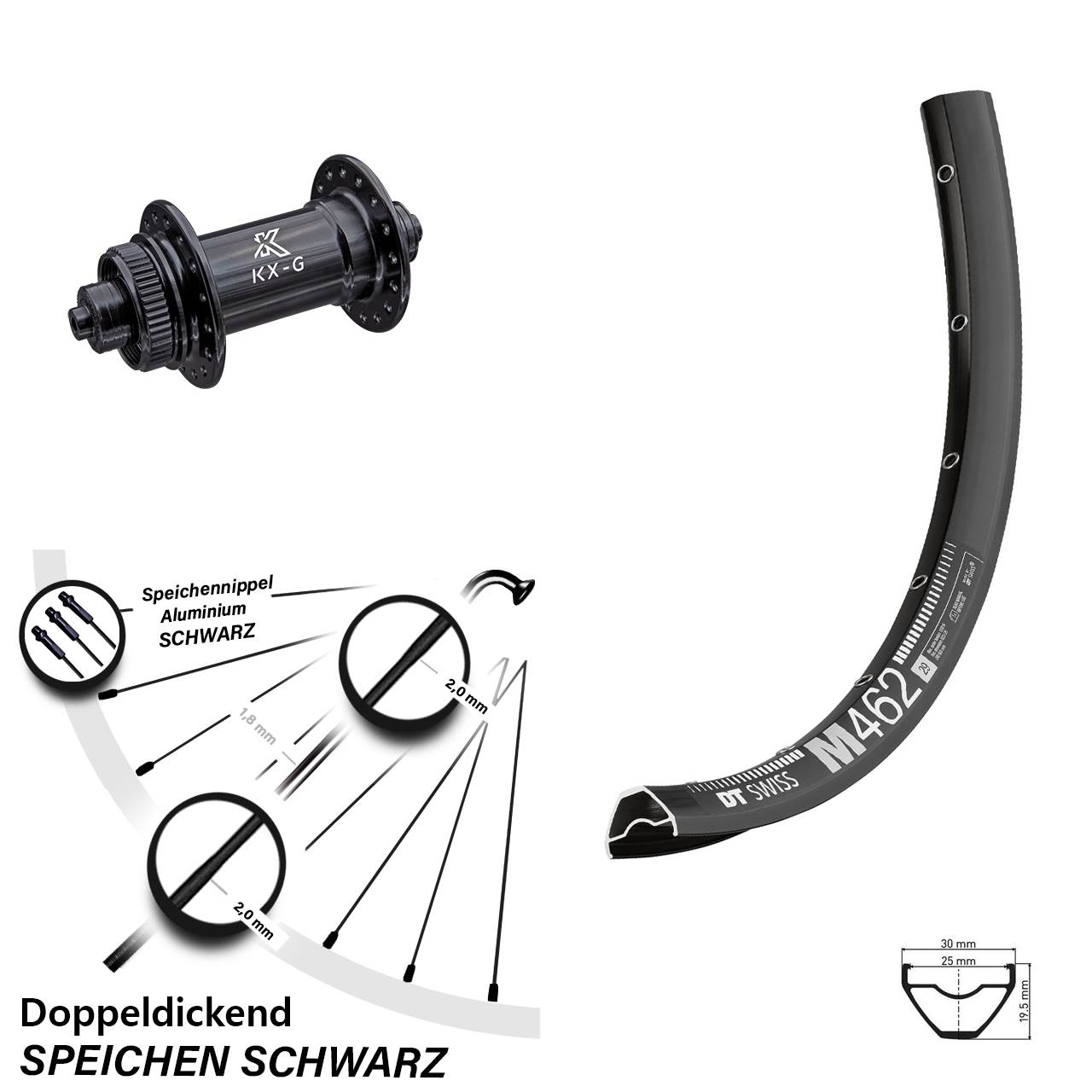 Vorderrad Centerlock 27,5 Zoll DT Swiss M462 KX-G QR