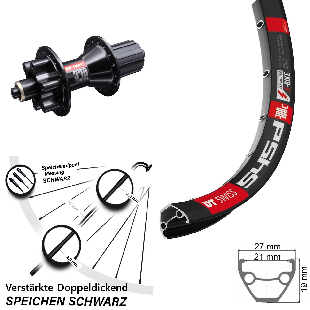 DT Swiss 545d DT Swiss 370 Hybrid 26 Zoll 6-Loch Hinterrad für Schnellspanner 8-11 fach HG