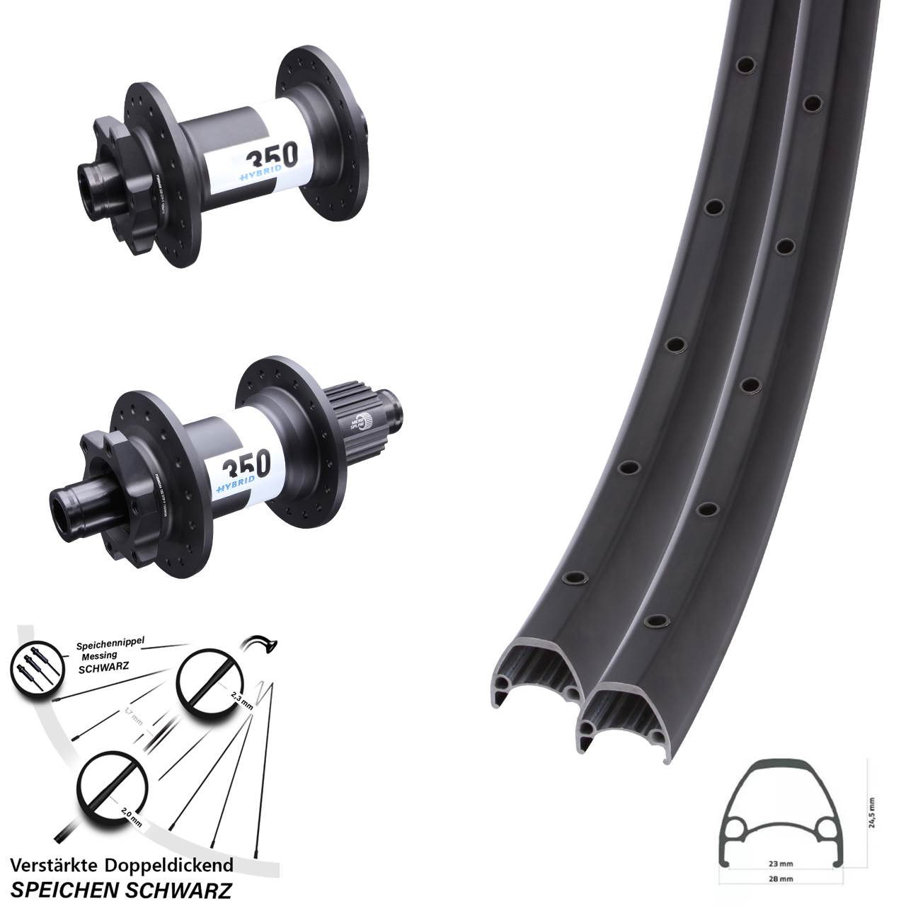 Ambrosio Sport DT Swiss 350 Hybrid 28/29 Zoll Disc Laufradsatz Boost Micro Spline