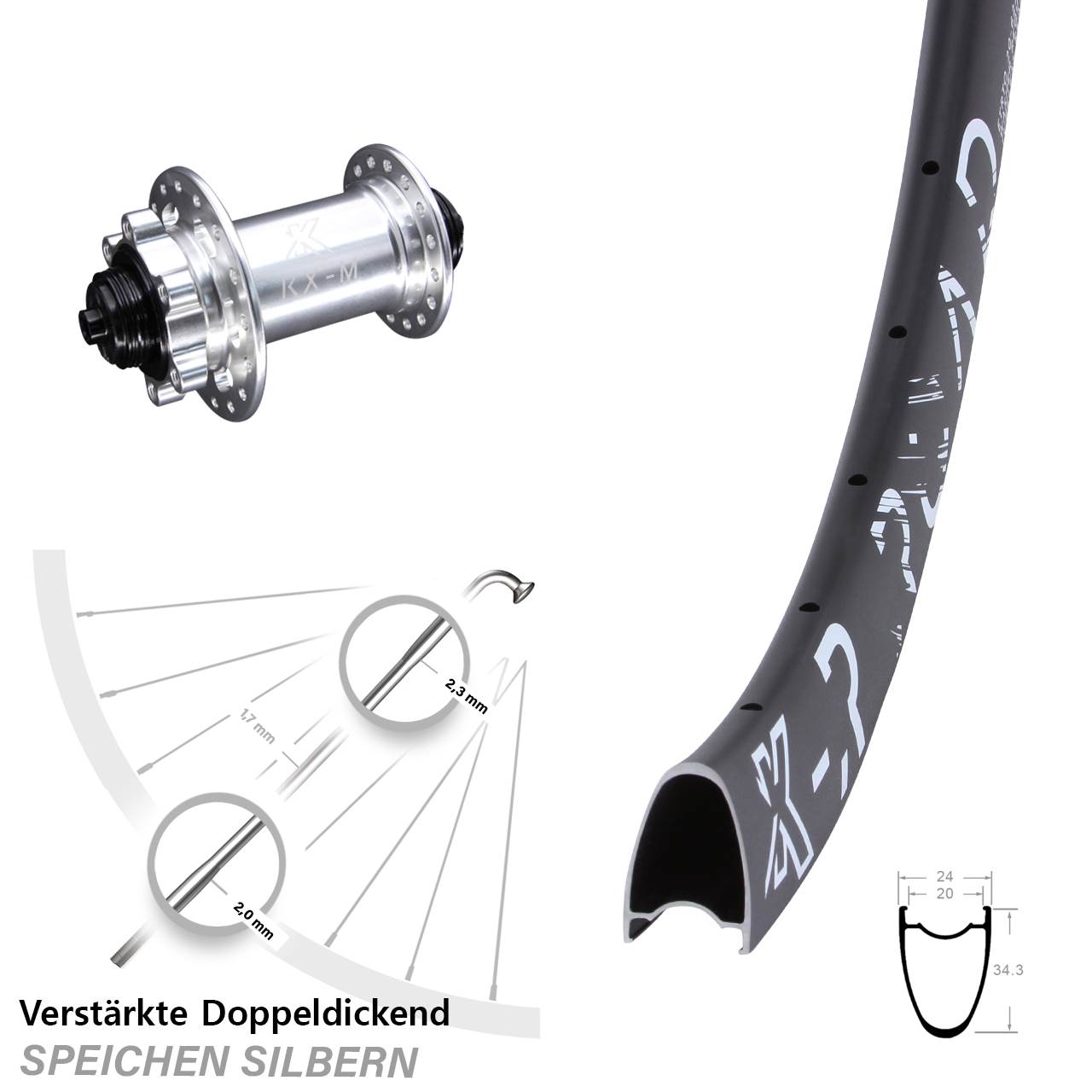 Vorderrad 6-Loch 28 Zoll KX-MR Road für Schnellspanner