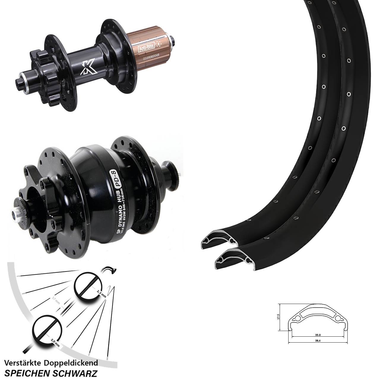 Laufrad-Satz QR 29 Zoll Ryde Disc 35 KX-M Shutter Precision PD-8 8-12 fach HG