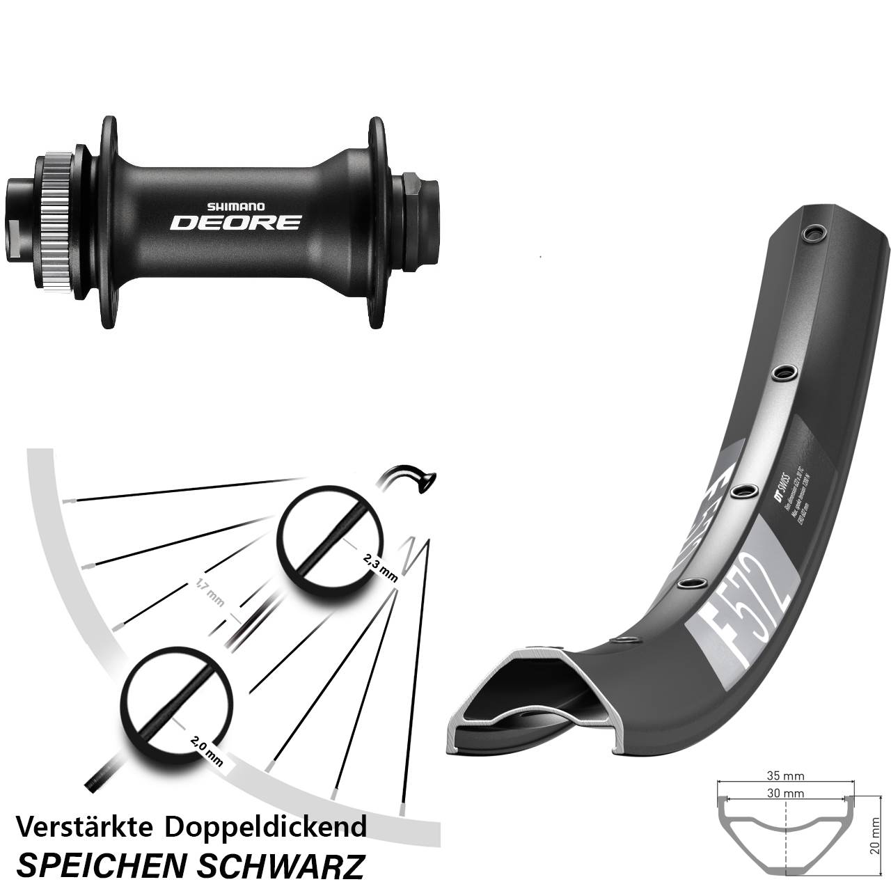 Boost Centerlock Vorderrad 15x110 27,5 Zoll DT Swiss F 572 Shimano Deore HB-M618