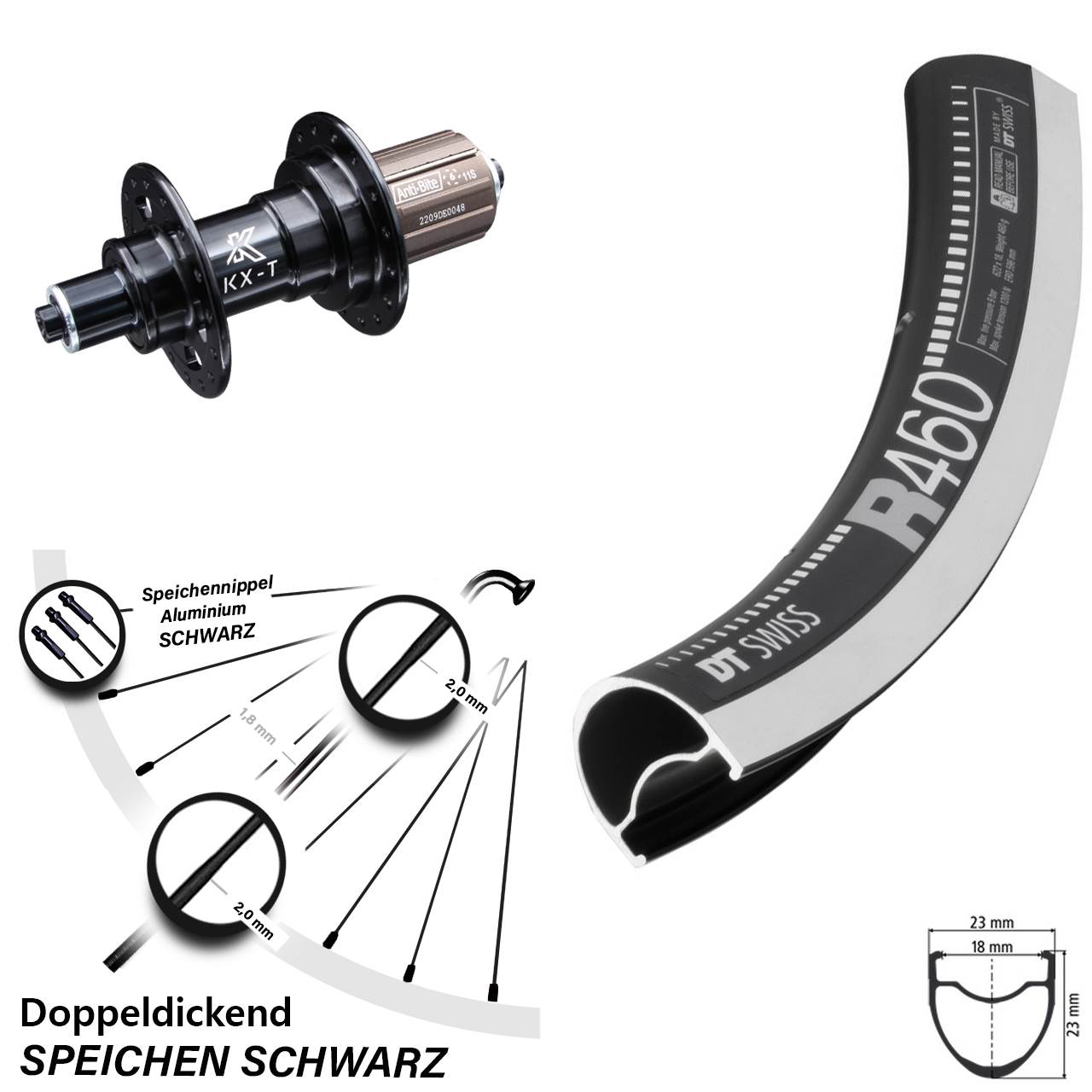 KX-T DT Swiss R460 Hinterrad 28 Zoll 8-11 fach