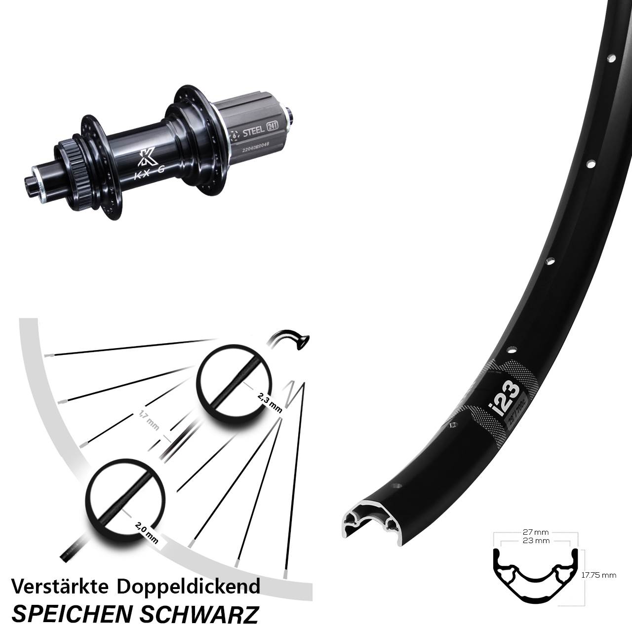 Disc Hinterrad für Schnellspanner 28-29 Zoll WTB i23 ST KX-GS Heavy Duty 8-12 fach HG