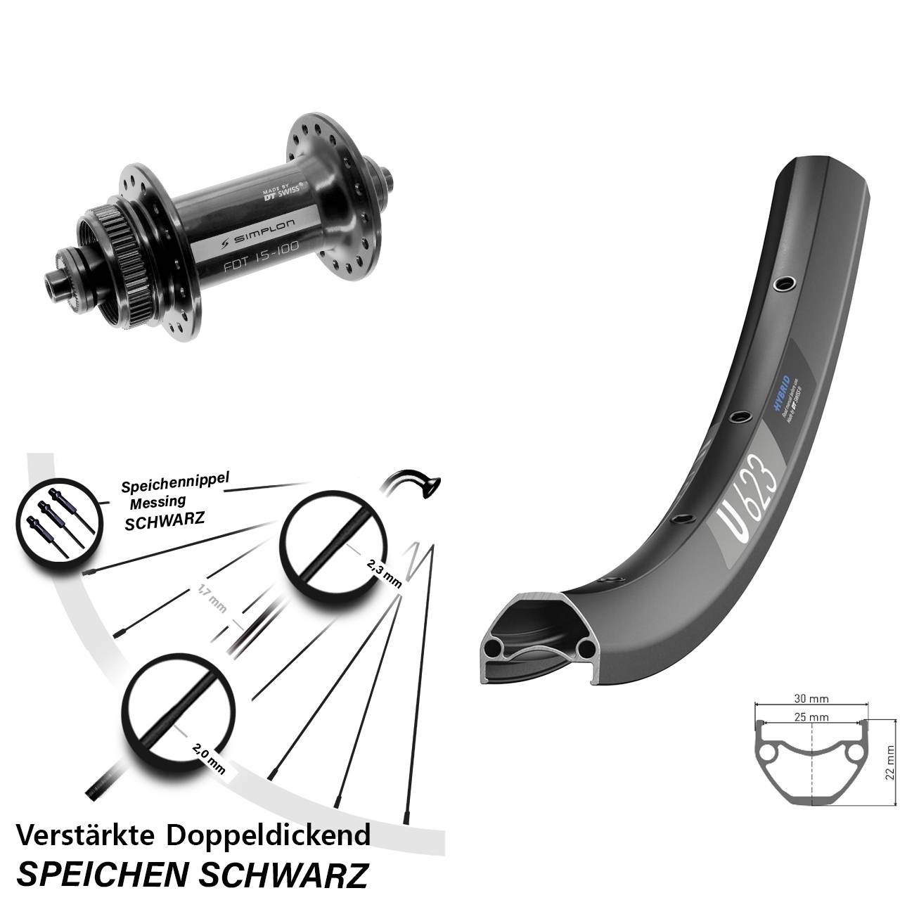 Disc Vorderrad 29 Zoll DT Swiss U623-370 für Schnellspanner