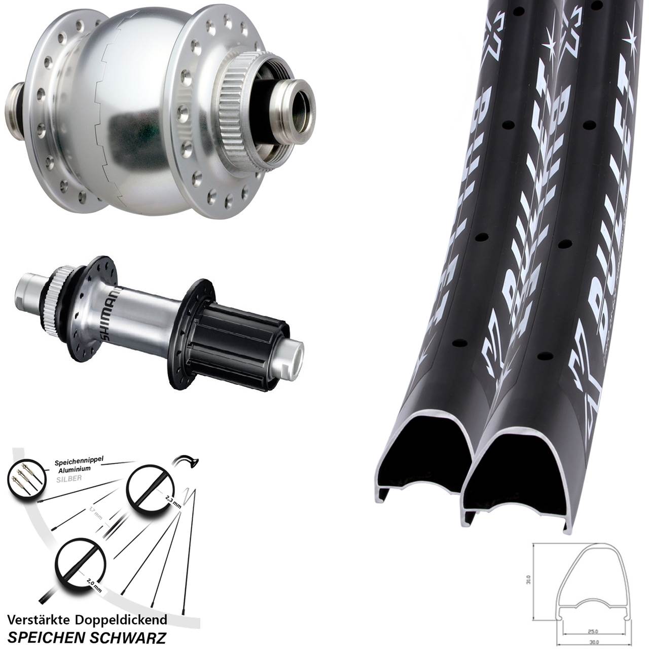 Laufradsatz Disc 12x100/142 28-29 Zoll KX Bullet OS SONdelux Shimano FH-RS770 8-12 fach HG