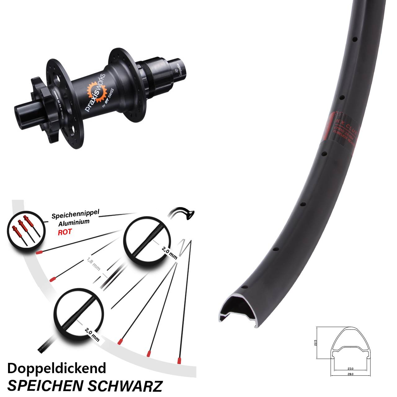 KX Clue DT Swiss 350 27,5 Zoll 6-Loch Hinterrad 12x142 SRAM XD