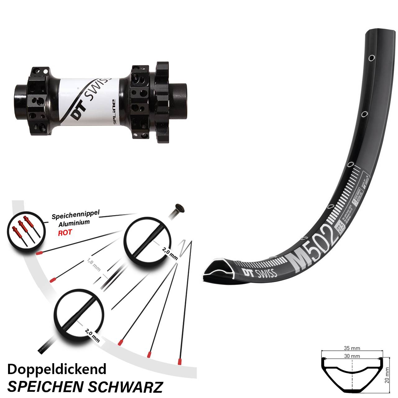 Disc-Vorderrad 27,5 Zoll DT Swiss M 502 und X-1900
