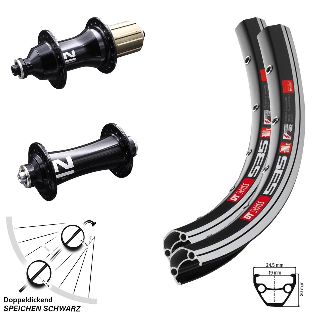 DT Swiss 535 Novatec A141SB F162 26 Zoll Laufradsatz für Schnellspanner 8-12 fach