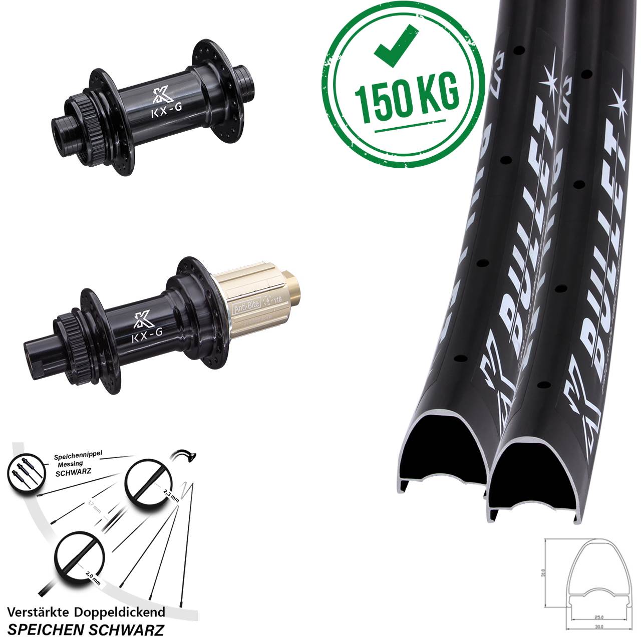 Laufradsatz Centerlock 29 Zoll KX-G Bullet 8-12 fach HG 15x100 12x142