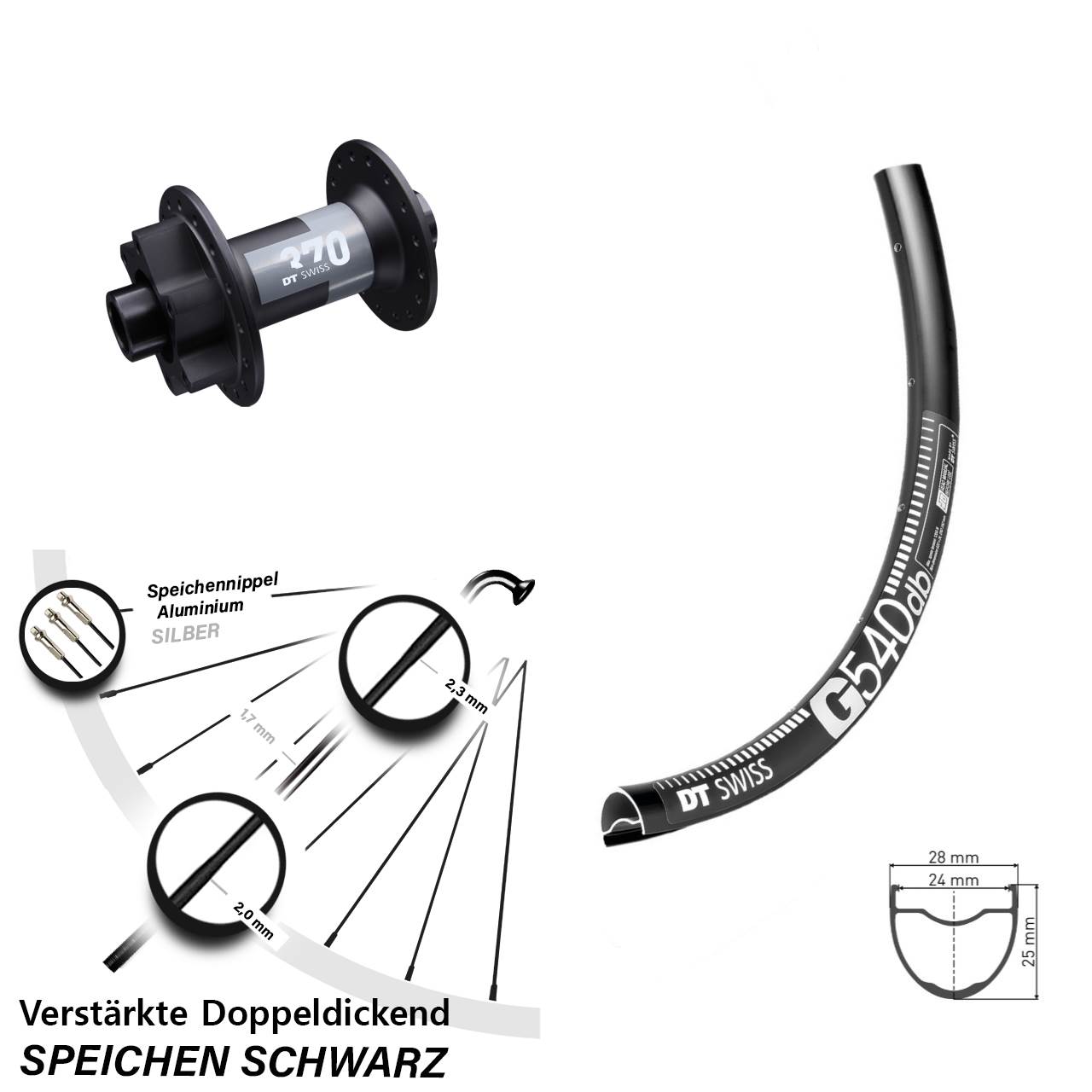 6-Loch Vorderrad 650B DT Swiss G540-370 12x100
