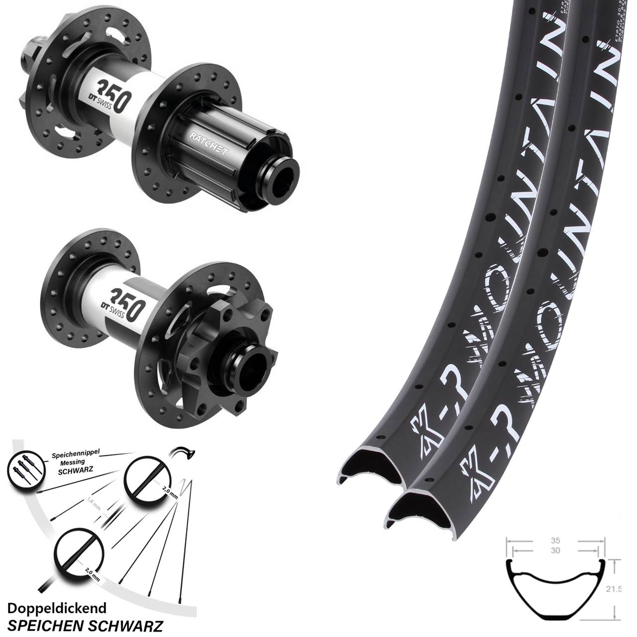 Disc Laufradsatz 27,5/29 Zoll KX-R Mountain DT Swiss 350 Boost 8-11 fach HG