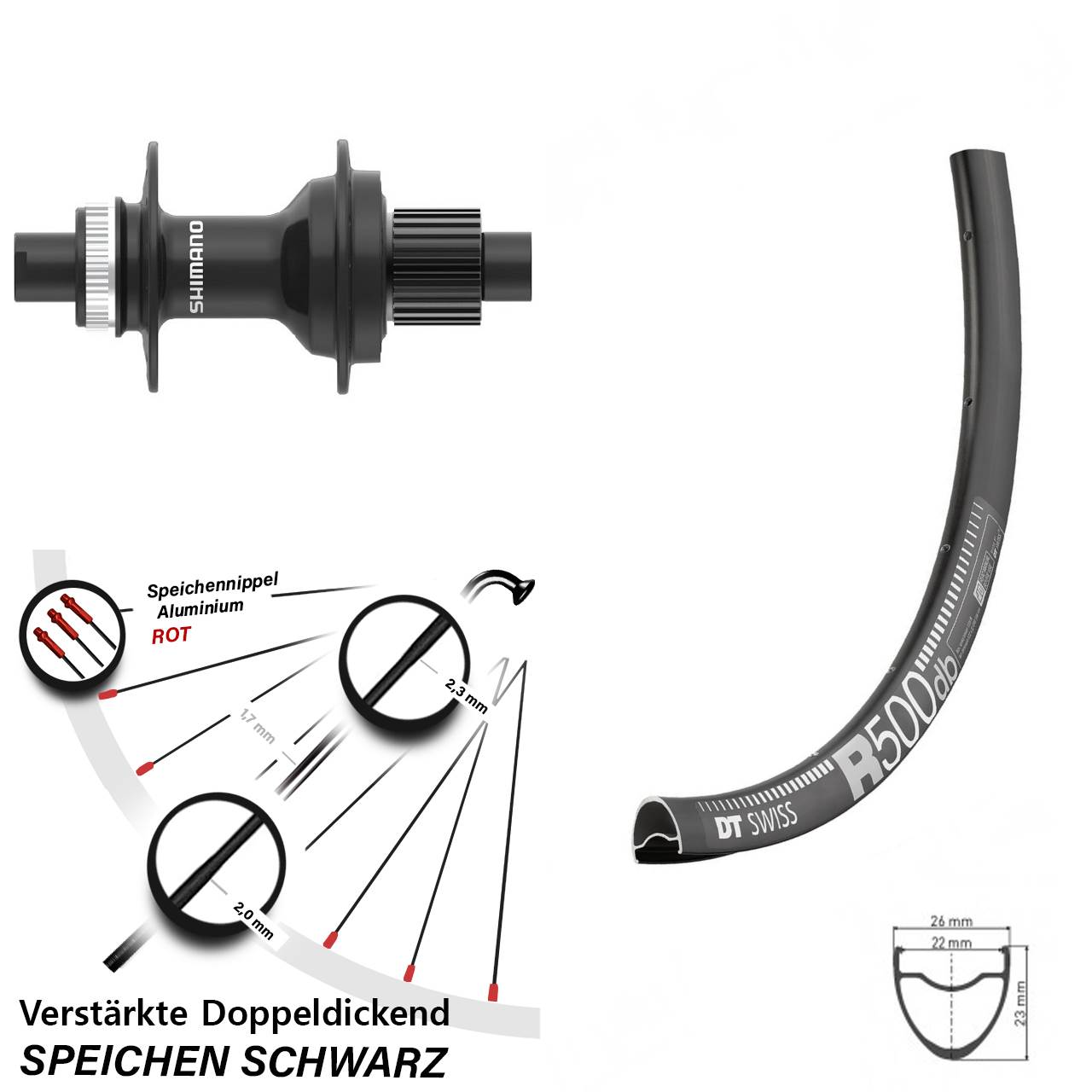 Hinterrad Centerlock 12x142 28 Zoll DT Swiss R500 Shimano FH-MT410 Micro Spline